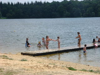 swimming in the lake