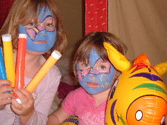 Natalie and Zoe with Nemo faces